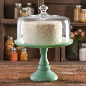 The Pioneer Woman Timeless Beauty Green 10-inch Cake Stand with Glass Cover Dome